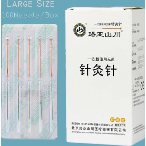 Sterile Round sharp Needle Red Copper Wire Surrounded Design Handle Large Size Disposable Bold Acupuncture Needles 0.5, 0.6/0.8