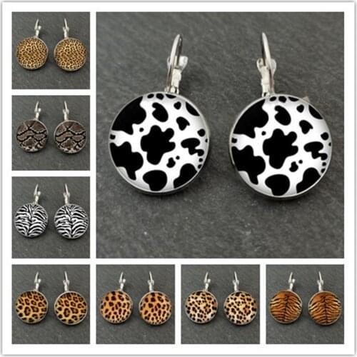 Vintage leopard print glass dome decoration earrings handmade leopard print jewelry ladies earrings girls holiday gifts