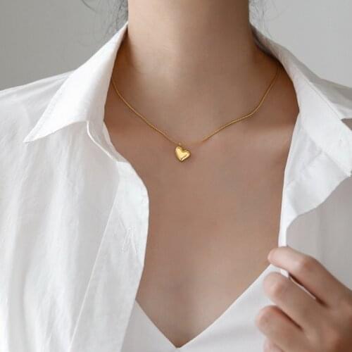 YUN RUO 2020 Not Fade Sexy Vintage Gold Heart Choker Pendant Necklace Woman Jewelry Fashion Titanium Stainless Steel Accessory
