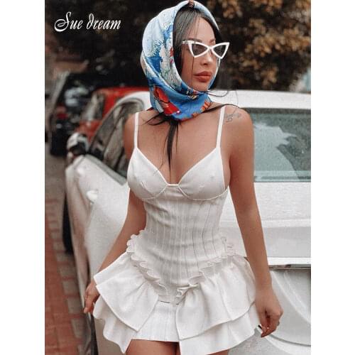 2021 Summer New WomenS White Mini Dress Sexy Spaghetti Strap V-Neck Draped Bandage Dress Bodycon Club Party Dress Vestidos