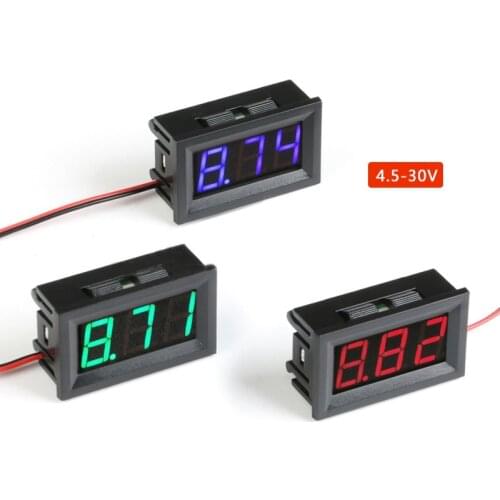 0.56" 0.56 Inch DC 4.5/4.7/5~30V Red Blue Green LED Display Panel Voltage Meter Voltmeter 2 Wires Three Digital Voltage Meter