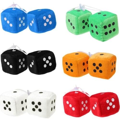 1 Pair Fuzzy Dice Dots Rear View Mirror Hanger Decoration Car Styling Accessorie