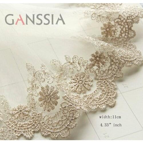 1yrd/lot Width:11cm Fancy design Gold Flower cotton embroidered lace for garment,trimming lace,flower lace for diy (ss-875)