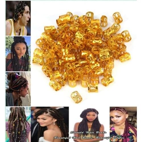 100Pcs Golden/Silver Hair Dread Braids Dreadlock Beads Adjustable Cuffs Clips Hair Accessories Links Rings Tubes Wholesale