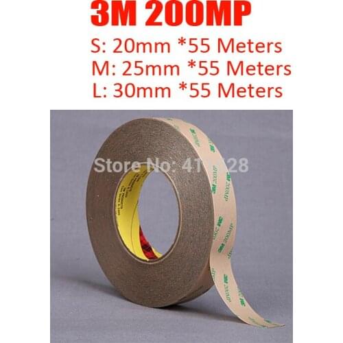 1x Original New 20mm (or 25mm/30mm)*55M 3M Clear PET Double Sided Adhesive Tape, Waterproof, High Temperature Resist for LED