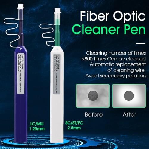 2PCS/lot FTTH Optical Fiber pen tool 2.5mm LC MU 1.25mm SC FC ST LC Connector Optical Smart Cleaner