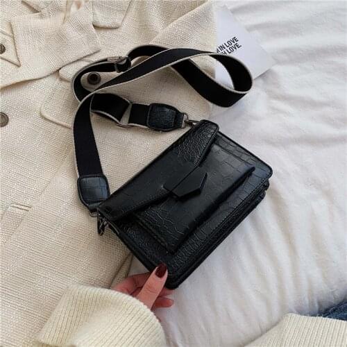 2019 handbag for women leather luxury women bags designer Wide shoulder strap small square bag with stone grain