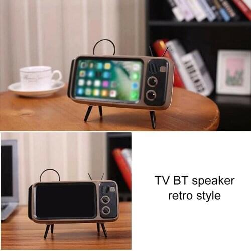 3 In 1 Phone Holder Stand Speaker Retro Photo Frame Gift Wireless Peaker Retro TV Mini Portable Bluetooth Bass Speaker Mobile