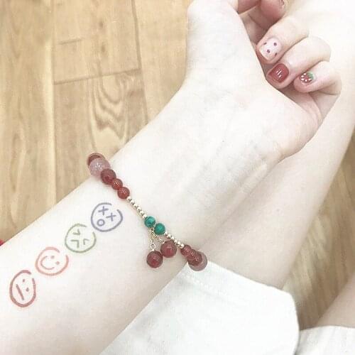 Natural Stone Beads Strawberry Quartz Red Agate Beaded Bracelet Charm Bracelets for Women Jewelry Best Friend Gift for Girls