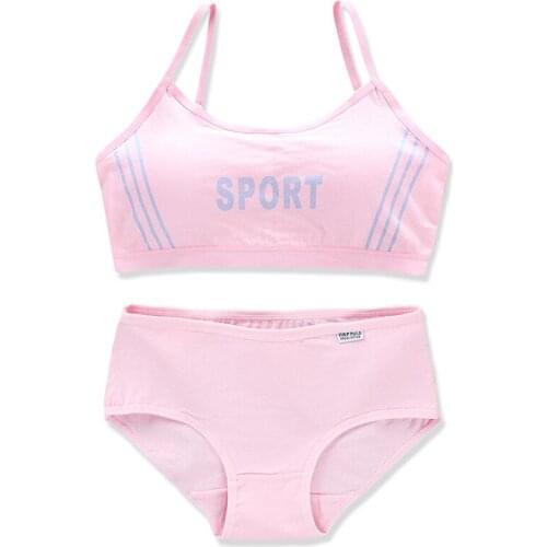 Girls bra development period suit suspenders underwear panties tube top children bra underwear sets 8-16 years old