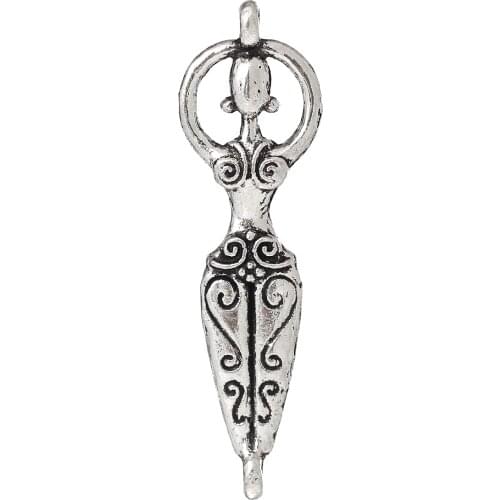DoreenBeads Zinc alloy Connectors Findings Venus Of Willendorf Fertility Goddess Pregnancy silver color 43mmx12mm,2 Pieces