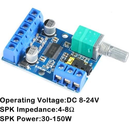 DY-AP3015 DC 8-24V 30W * 2 Class D Dual Channel High Power Stereo Digital Amplifier Board with Adjustable Volume Potentiometer