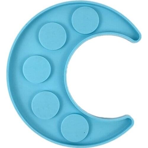 Essential Oil Tray Plate Epoxy Resin Mold 5-Hole Moon Candlestick Silicone Mould DIY Crafts Decorations Casting Tools