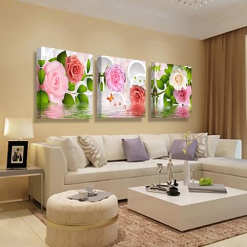 Canvas Wall Pictures for Living Room Canvas Painting Modern 3D Rose Flower Wall Pictures Home Decor Art Wall Painting HY115