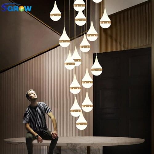 SGROW Water Drop Crystal Chandeliers Art Deco LED Hanging Lamp for Living Room Dining Room Aisle Stairs Lighting Fixture Lampara