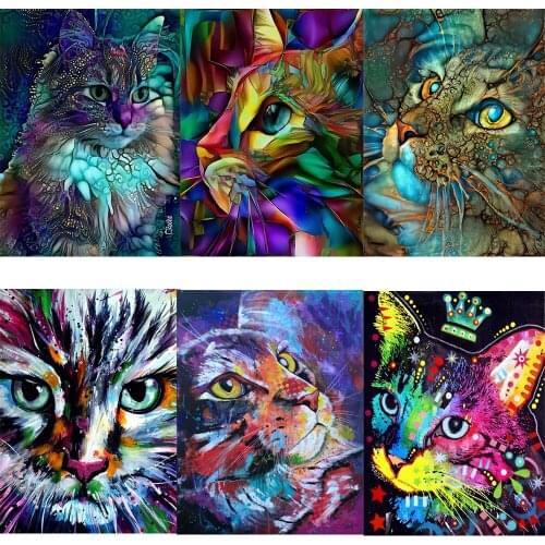 5D Diy Full Square Round Diamond Painting Animal Cat Picture Cross Stitch Diamond Embroidery Mosaic Handicraft Home Decor
