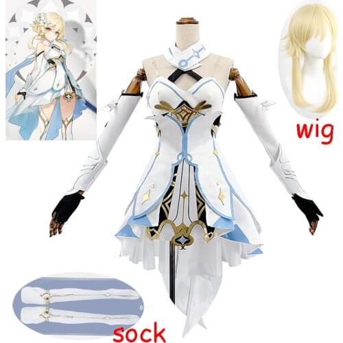 Genshin Impact cosplay 2020 New Game Project Cosplay Costume Anime Traveler Dress Belt Gloves Accessories Set Women Clothes Wig