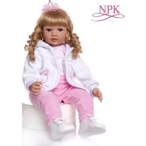 60CM reborn toddler baby girl doll princess with long curly blonde hair doll toy Christmas Gift