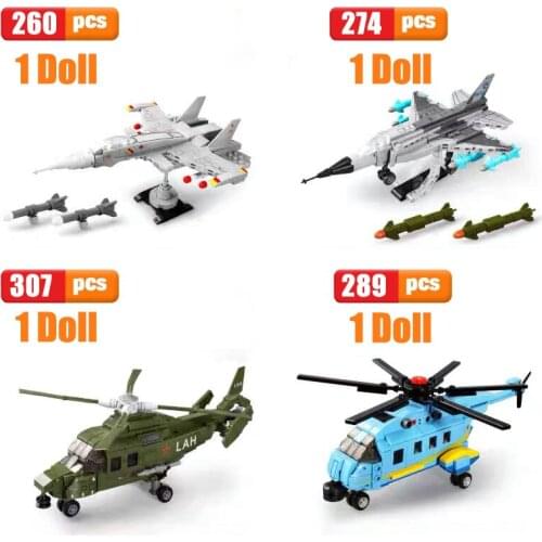 Mini Aircraft Building Block Su-27 F-16 Fighter LAH H-92 Helicopter Plane Model Brick Military Series Modle Toys For Kid Gift