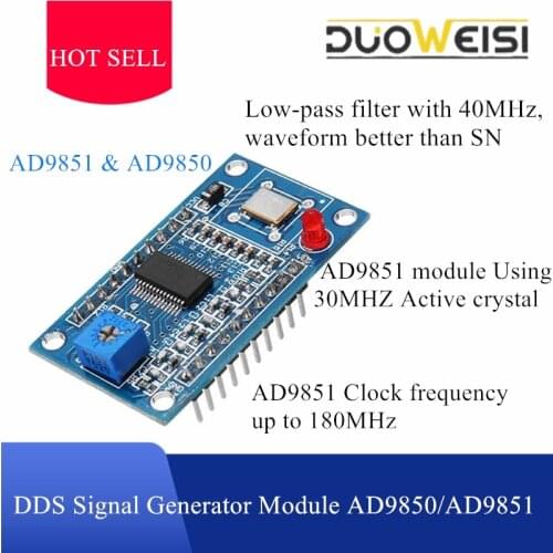 AD9850 DDS Signal Generator Module 0-40MHz 2 Sine Wave and 2 Square Low-pass Filter Crystal Oscillator Test Equipment Board
