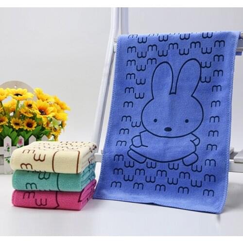 Cartoon Table Cloth Microfiber Towel Rabbit Monkey Bathroom Kitchen Children Thickened Water Absorbing Soft Dry Hair Hand Towels