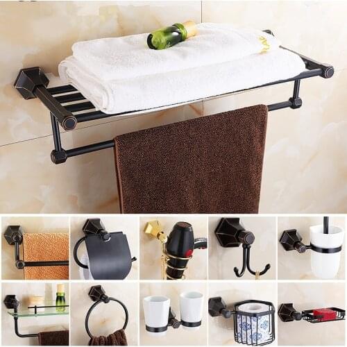 Germany Black Hexagon Bathroom Hardware Set Home Decoration Products Chrome Toilet Brush Holder Toothbrush Holder Wall Mounted