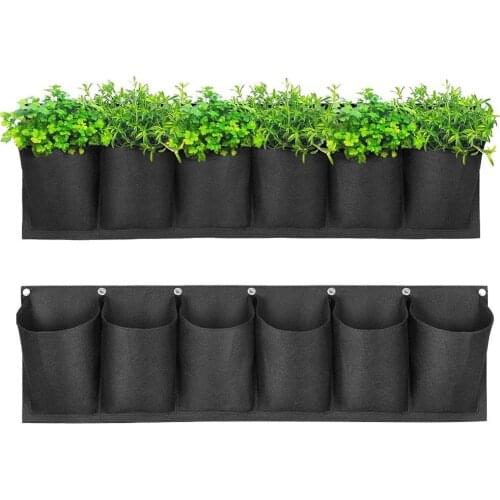Wall Hanging Planting Bags 6 Pockets Green Grow Bag Planter Vertical Garden Vegetable Living Garden Bag Home Supplies Dropship