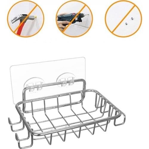 Stainless Steel Soap Dish Bathroom Storage Soap Rack Plate Box Container Wall Storage Rack Holder