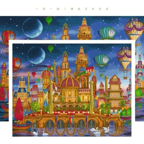 2021 new hot sell cartoon cross stitch kit full embroidery European abstract magic planet castle cartoon decorative painting