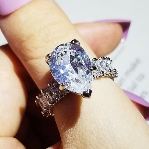 2021 new luxury pear 925 sterling silver engagement ring for women lady anniversary gift jewelry wholesale R5879