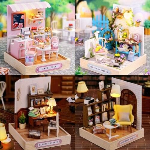 New Casa DIY Wooden Dollhouse Miniature Furniture With LED Kits Sweet Room maison Doll Houses Toys Kids Adults Christmas Gifts