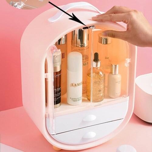 2021 New Storage Case Multi-Function Desktop Sundry Makeup Organizer Cosmetic Drawer Jewelry Storage Box Transparent Door Design