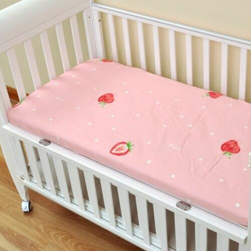 Newborn Baby Fitted Crib Sheets Cartoon Cute Pink strawberry Print Bed Sheet Baby Bed Mattress Covers for Unisex Baby Boys Girls