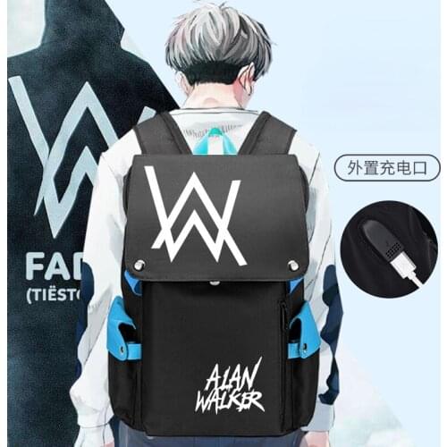 Alan Walker DJ USB Backpack School Bags Bookbag Men Women Travel Laptop Shoulder Bags Gift Fashion Childrens Bags Gift