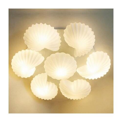 Mediterranean Conch Shell Glass Lampshade Ceiling Lamp for Living Room lamparas de techo abajur led living room ceiling light