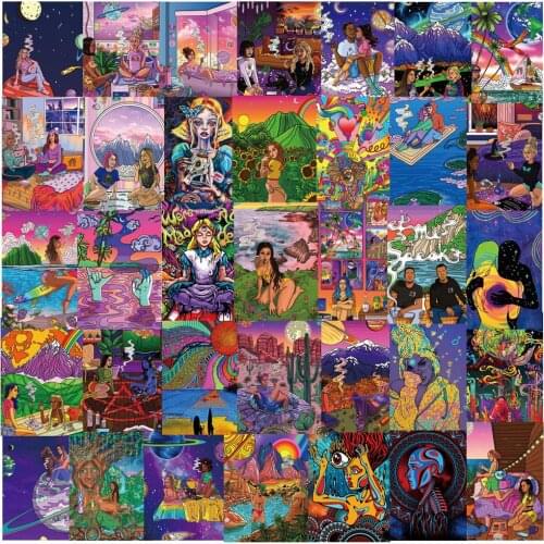 10/50/100PCS Purple Steam Wave Art Fashion Stickers Skateboard Guitar Fridge Laptop Motorcycle Car Graffiti Sticker Decal Toy