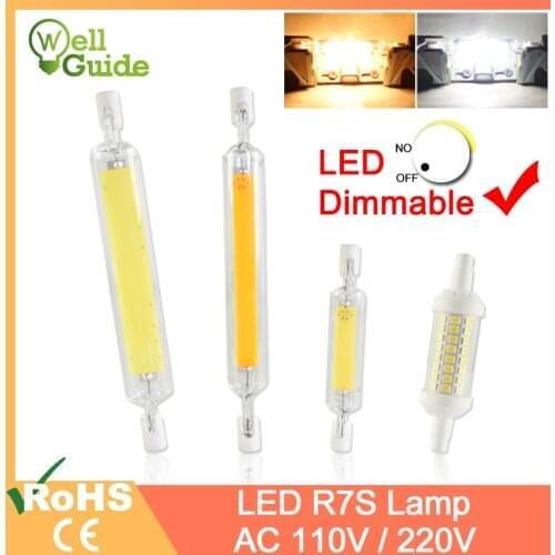 R7S Led Bulb COB Glass Tube Dimmable led Lamp 78mm 6W 118mm 15W Replace Halogen 50W 100W Floodlight Diode Spot Light AC110V 220V