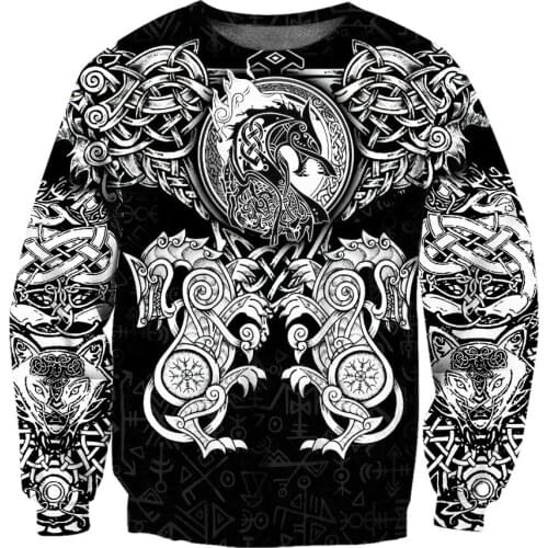 Viking Wolf Tattoo 3D Fully Printed Fashion Hoodie Men Sweatshirt S treetwear Unisex Zipper Pullover Casual Jacket Sportswear-03