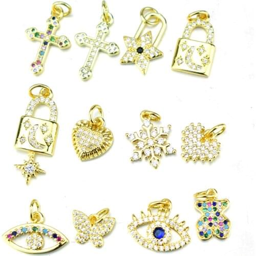 Turkish Eye Pendant Necklace Elegant and Exquisite Jewelry DIY Jewelry Making Star Key Lock Jewelry Micro-inlaid Zircon