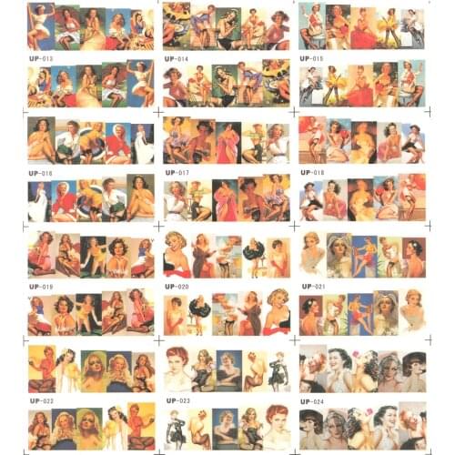 UPRETTEGO 12 PACK/ LOT WATER DECAL NAIL ART NAIL STICKER SLIDER FULL COVER FASHION GIRL POP SEXY LADY OIL PAINTING UP13-24