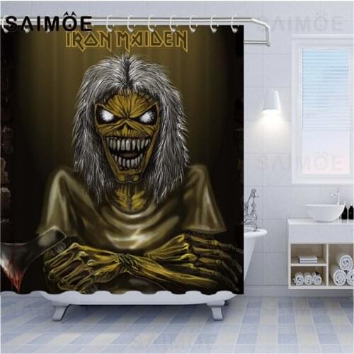 Skull Shower Curtains Halloween Horror Bath Curtain Waterproof Fabric Skeleton Curtain For Bathroom Shower Home Decor With Hook