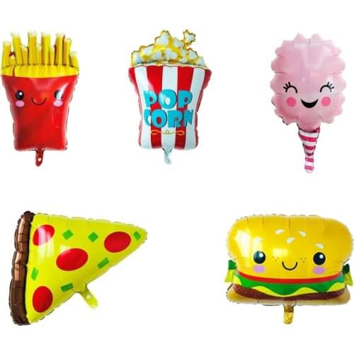 1PC new French fries ice cream Pizza hamburger Popcorn Aluminum foil balloon birthday party decorations kids toy Supplies