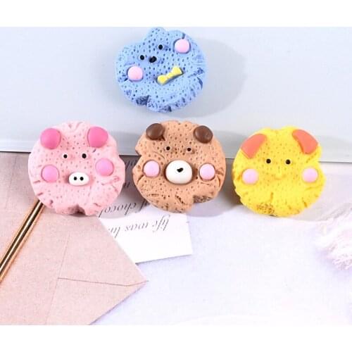 10Pcs/lot Cartoon Animals Biscuits Flatback Resin Cabochon Fake Food Play Fit Phone Deco Parts DIY Scrapbooking Hair Accessories