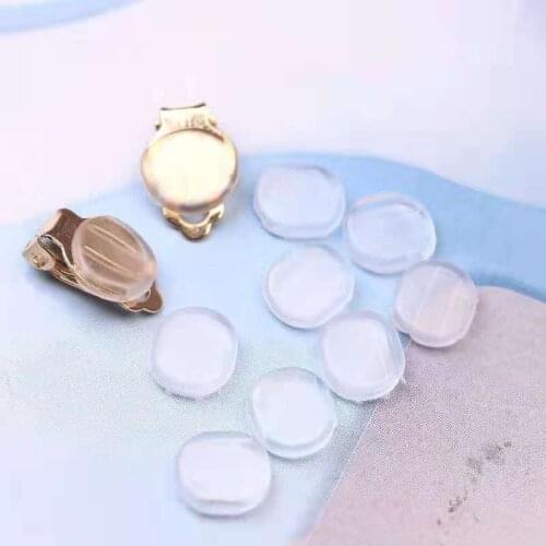100pc/Lot 10mm Frog Clip Ear Clip Cover Transparent Oval Non-Pierced Ear Clip Ear Cushion DIY Jewelry Earring Making Accessories