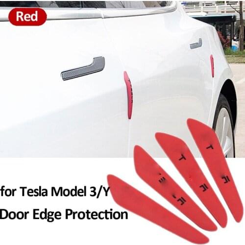 4PCS For Tesla Model 3 Y X S Car Side Door Edge Protector Sticker Anti-Scratch Strip Anti-collision Bumper Buffer Trim Guard Bar