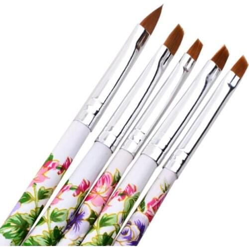 5PCS Flower Beauty Handle Nail Art Liner Brushes Drawing Paiting for Acrylic UV Gel Polish Stripes Lines Manicure Nail Pen