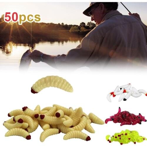 50pcs/Bag Soft Lures Outdoor Fishing Breadworm Artificial Soft Fishing Bait Plastic Worms Kit Fishing Tackle Accessories