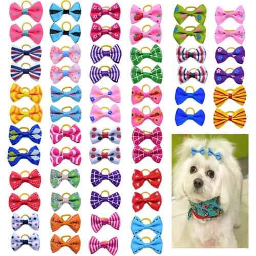 80pcs Pet Dog Bows Dog Hair Grooming Accessories Rubber Bands Pet Cat Hair Bows Pet Handmade Cut Cheap Pet Supplies Dog Bows