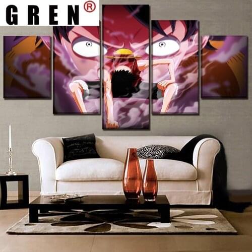 GREN Abstract 5 Panels Canvas Paintings Posters Prints Print Monkey Poster Anime Wall Art Pictures Home Decor Living Room