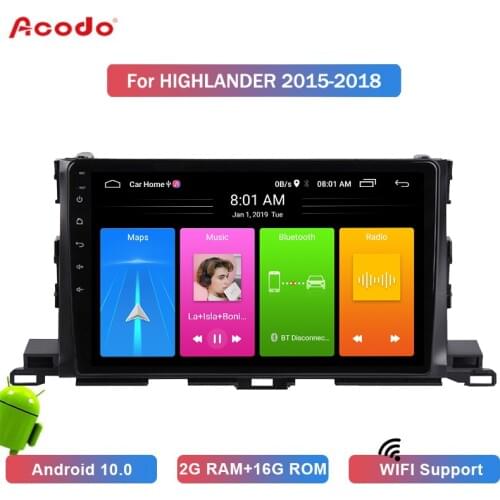 ACODO 2+16G Android 8.1 Car Radio Multimedia Player For Toyota Highlander 2015-2018 Navigation GPS 2 din